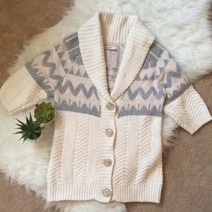 SOLD...Baby pink and grey button down knit sweater